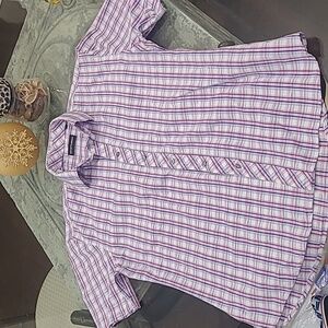 EMPORIO ARMANI MEN'S SHORT SLEEVE BUSINESS CASUAL SHORT SLEEVE COLAR SHIRT Large